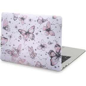 Compatible withMacBook Air 13 inch Case M3 A3113 M2 A2681 2024 2023 2022, Butterfly Glitter Leather Touch Case, Pink