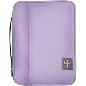 G.T. Luscombe Company, Inc Armor of God Oxford Cloth with Handle and Cross Emblem Zipper Pull 4 Pen Loops Inside Cover Outside Pocket, X-Large, Lavender