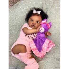 Reborn Baby Dolls Black Girl 20 inch African American Realistic Newborn Girl Baby Dolls That Look Real Life Like Black Baby Soft Weighted Real Looking Baby Dolls with Rooted Hair