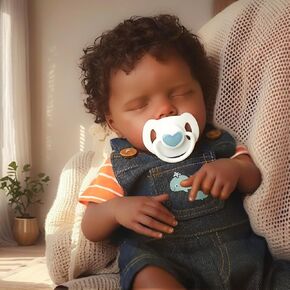 SCOM Reborn Baby Dolls Black - 18 Inch Soft Vinyl Realistic African American Baby Doll Sleeping Lifelike Real Life Newborn Baby Dolls with Doll Accessories and Gift Box for 3+ Year Old Girls Boys Kids