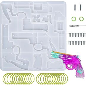 ATYUSVIC Gun Resin Mold DIY Revolver Silicone Mold for Epoxy Resin Can Fire Rubber Band, for Making Toys,Home Decoration. (1 Set Mold)