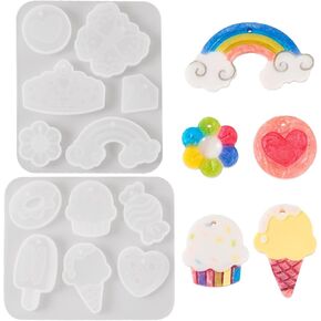 2Pcs Jewelry Charms Silicone Molds Candy Ice Cream Cake Rainbow Resin Casting Molds for UV Epoxy Resin Women Girls Cute Crafts DIY Earring Keychains Jewelry Making Supplies