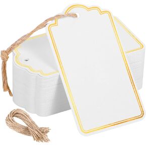 120 PCS White Gift Tags, Gift Tags with String Attached Writable Blank Tags for Presents Labeling DIY Craft Project 3.5''×2''