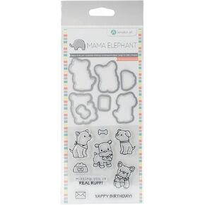 Mama Elephant SC0785 Stamp & Die Set 4"X8"-Puppy Play, Hampton Art, None