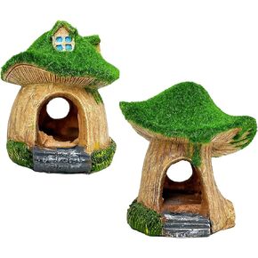 Tfwadmx Aquarium Decoration House 2pcs Resin Hollow Hideout Betta Fish Log Moss Cave Ornament Tank Hideaway Accessories for Mini Shrimp