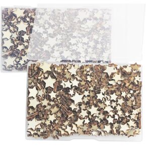 1000pcs Star Shape Unfinished Wood Pieces, BetterJonny 6-15mm Mixed Sizes Unfinished Wooden Star Embellishments Star Unfinished Blank Wood Cutout Slice Piece Ornaments for DIY Craft Decor