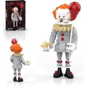Pennywise Clown Building Set, Horror IT Movie Merchandise Figure Building Kit Compatible with Lego Set, Creative Halloween Collectible Birthday Gift for Kids Teens Adults (299Pcs)