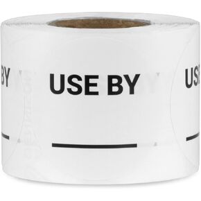 300 Labels, 1 Roll - Expiration Date Stickers (1.5 inch, Round, Yellow) Small Date Stickers/Writable Expiration Date Labels for Food Containers or Food Storage