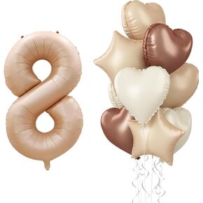 Big Number 2 Balloon Light Pink, Foil 2 Balloons with Pastel Baby Pink Helium 18 Inch Heart Star Balloon, 40'' Self Inflating Two Balloon Number for Girls 2nd Birthday Party Women Valentines Day Decor