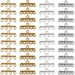 ARTIBETTER 40pcs Slide Clasp Lock Necklace Connector Silver Gold Multi Strands Slide Tube Clasps Tube Lock Connectors for Bracelet DIY Craft Jewelry Making Supplies Asoorted Color