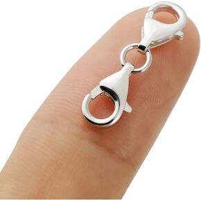 925 Sterling Silver Double Lobster Claw Clasps,Necklace Extender Suitable for Bracelet Necklace Shortener Clasps and Closures (Silver)