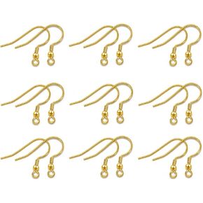 100PCS Stainless Steel Ball & Coil Earring Hooks Findings, Ear Wire for DIY Jewelry Making (Gold,18mm)