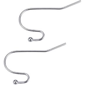 DanLingJewelry 304 Stainless Steel Earring Hooks Surgical Hook Earwire with Ball End Fish Ear Wire for Jewelry Making (Stainless Steel Color - Approx 200pcs)