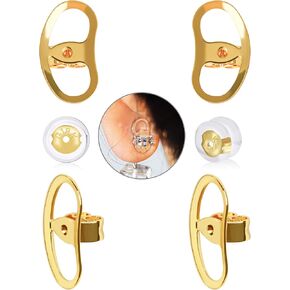 Earring Backs for Droopy Ears, Adjustable Heavy Earrings Lifters Backs, 8 Pairs (2 Silver+1 Gold+1 Silicone)