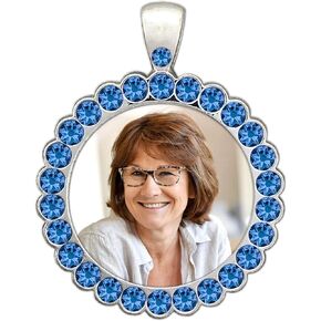 Something Blue Bridal Wedding Bouquet Photo Charm Silver Rhinestone Photo Charm w/Resizing Software