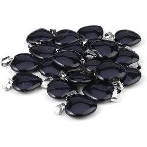 LE SKY 20 Pcs natural stone pendants heart shape healing stone charms for jewelry making