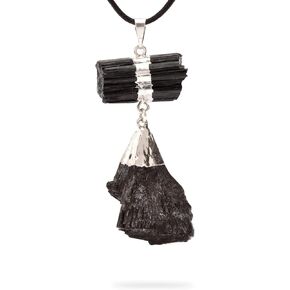 Ayana Crystals Black Tourmaline & Kyanite Pendant Necklace: Dual-Gemstone Spiritual Healing, Balance Chakras, Ethically Sourced, Handmade Jewelry for Women and Men, Statement Necklace