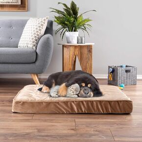 سرير الكلب صانع الحيوانات الأليفة مع غطاء قابل للإزالة - 37 × 24 سريرًا للحيوانات الأليفة - مرتبة الكلب الرغوية على طراز البيض 4 بوصة وسرير قفص غير انزلاق (تان) in Kuwait