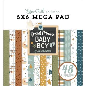 Echo Park Paper Company Special Delivery Baby Boy Cardmakers 6x6 Matte Paper Pad, Multicolor, 24 Sheets