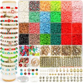 Dowsabel 6000 Pcs Clay Beads Bracelet Making Kit for Beginner, Clay Beads with Charms Kit for Jewelry Making Crafts Toys DIY Arts and Crafts for Kids Age 6-13