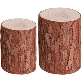 Veemoon 2pcs Small Natural Tree Stump Decor Decorative Stump Unfinished Wood Slices Circles Tree Stump Cake Stand for Garden Wooden Embellishment Wooden Log Slice Mini Wood Log (5cm Wide, 6/8cm High)