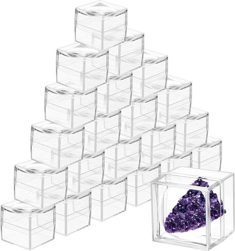 20 Pack Rock Display Case Clear Rock Collection Boxes Storage 2.5 x Magnifying Rock Boxes Viewer Box for Stone Storage Gemstone Fossil Crystal Stone Collectibles in Kuwait