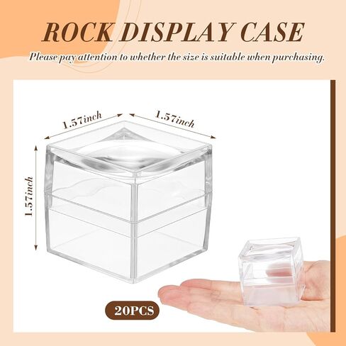 20 Pack Rock Display Case Clear Rock Collection Boxes Storage 2.5 x Magnifying Rock Boxes Viewer Box for Stone Storage Gemstone Fossil Crystal Stone Collectibles in Kuwait