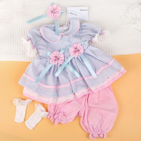 ملابس دمية طفل تولد من جديد 22 بوصة ملابس الفتاة مناسبة ل 22-24 بوصة فستان زهرة دمى الطفل ملحقات الملابس in Kuwait