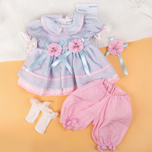 ملابس دمية طفل تولد من جديد 22 بوصة ملابس الفتاة مناسبة ل 22-24 بوصة فستان زهرة دمى الطفل ملحقات الملابس in Kuwait