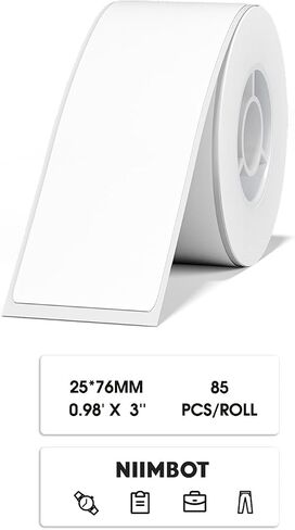 NIIMBOT D101 TABER Maker TAPE D101 ورقة طباعة ملصقات مقتبسة ، شريط ملصق ذاتي الاستبدال 25 × 70 مم شريط التسمية الحراري للمكتب المنزلي ، 95 ملصقات/لفة ، أبيض in Kuwait