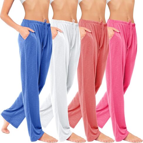 Sexy Basics Women's 4 Pack Casual Active Relaxed Flowy Fit Lounge & Yoga Pants in Kuwait