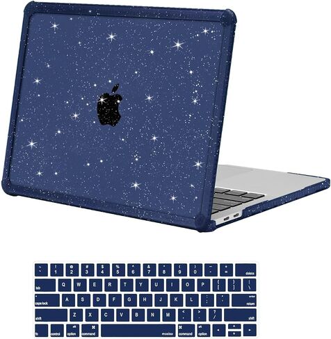 MOSISO Compatible with MacBook Pro 13 inch Case M2 2025-2016 A2338 M1 A2251 A2289 A2159 A1989 A1708 A1706, Anti-Cracking Heavy Duty Glitter Plastic Hard Case with TPU Bumper&Keyboard Cover, Pink in Saudi Arabia