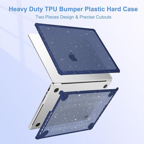 MOSISO Compatible with MacBook Pro 13 inch Case M2 2025-2016 A2338 M1 A2251 A2289 A2159 A1989 A1708 A1706, Anti-Cracking Heavy Duty Glitter Plastic Hard Case with TPU Bumper&Keyboard Cover, Pink in Saudi Arabia