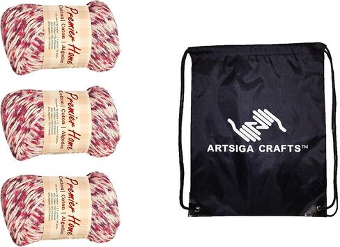 Premier Yarns Home Cotton Multi Flamingo Splash 44-24 (3-Skeins - Same Dye Lot) Worsted Medium #4 Cotton Yarn for Crocheting and Knitting with Project Bag in Saudi Arabia