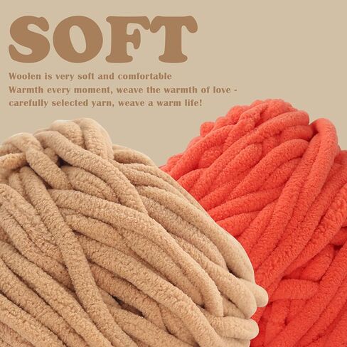 Mestoon 1/4/9 حزمة مكتنزة Chenille Yarn 100g/3.05 أوقية سميكة مخملية ناعمة طفل الغزل للحيوانات الكروشيه يدوي البطانيات DIY Craft (Orange ، 1 Pack) in Kuwait