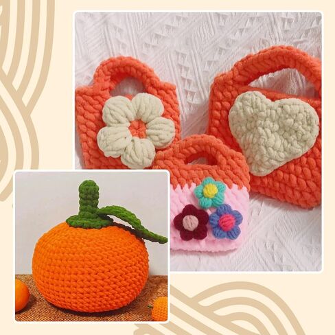 Mestoon 1/4/9 حزمة مكتنزة Chenille Yarn 100g/3.05 أوقية سميكة مخملية ناعمة طفل الغزل للحيوانات الكروشيه يدوي البطانيات DIY Craft (Orange ، 1 Pack) in Kuwait