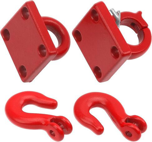 Metal Trailer Tow Hooks Winch Hook w/Trailer Chain RC Decorations Accessories Compatible with Traxxas TRX4 Redcat Gen8 Axial SCX10 1/10 RC Crawler (Red) in Kuwait