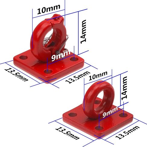 Metal Trailer Tow Hooks Winch Hook w/Trailer Chain RC Decorations Accessories Compatible with Traxxas TRX4 Redcat Gen8 Axial SCX10 1/10 RC Crawler (Red) in Kuwait