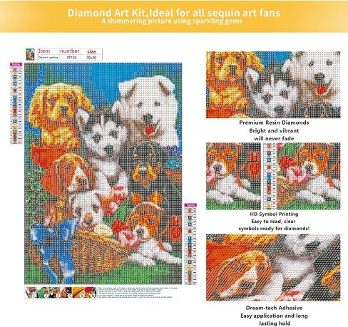 FORLAND Dog Diamond Painting Kits for Adults Beginners - 5D DIY Funny Puppy Full Drill Diamond Kits Painting Crafts for Home Wall Decor, Diamond Art Kits,12x16inch in Saudi Arabia