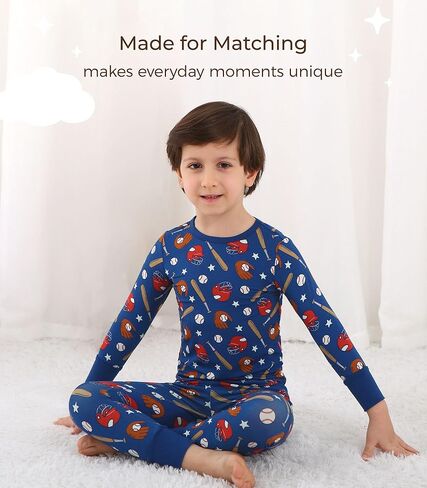 Toddler Boys Girls Clothes-Viscose Made from Bamboo, Long Sleeve Top and Pants Clothing Set Soft 2Pcs Kid Outfit in Kuwait