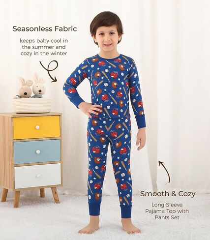 Toddler Boys Girls Clothes-Viscose Made from Bamboo, Long Sleeve Top and Pants Clothing Set Soft 2Pcs Kid Outfit in Kuwait