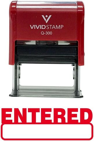 Basic Entered Self Inking Rubber Stamp (Red Ink) - Medium in Kuwait