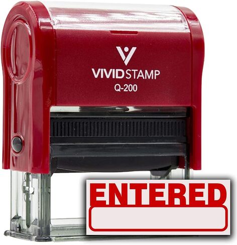 Basic Entered Self Inking Rubber Stamp (Red Ink) - Medium in Kuwait