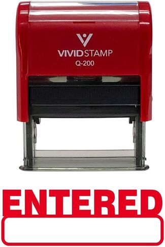 Basic Entered Self Inking Rubber Stamp (Red Ink) - Medium in Kuwait
