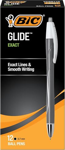 BIC Glide Exact Black Retractable Ballpoint Pens, Fine Point (0.7mm), 12-Count Pack, Ultra Smooth Writing Black Pens in Saudi Arabia