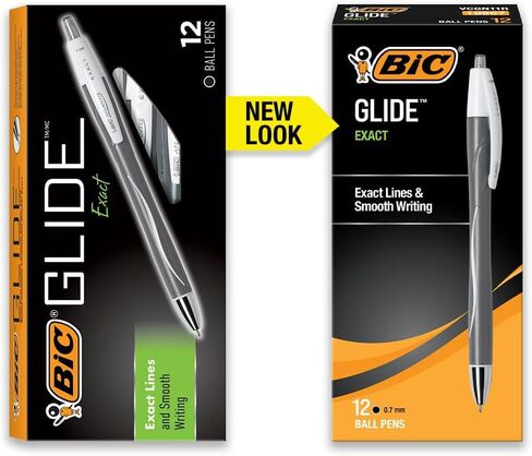 BIC Glide Exact Black Retractable Ballpoint Pens, Fine Point (0.7mm), 12-Count Pack, Ultra Smooth Writing Black Pens in Saudi Arabia