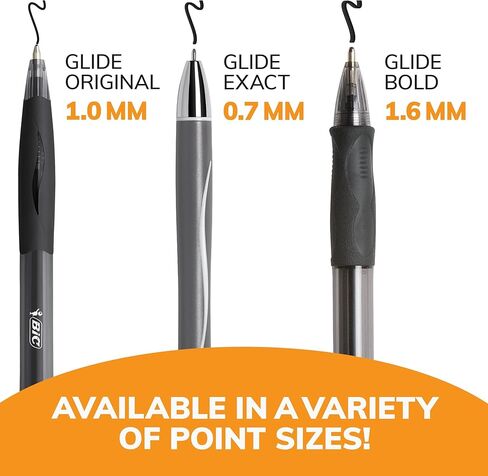 BIC Glide Exact Black Retractable Ballpoint Pens, Fine Point (0.7mm), 12-Count Pack, Ultra Smooth Writing Black Pens in Saudi Arabia