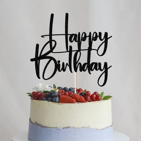 كعكة عيد ميلاد أسود أسود أعلى ، أسود بريق عيد ميلاد سعيد كعكة عيد ميلاد بونتينج ديكو ، جنس الطفل الكشف عن الحفلة/الذكرى السنوية/لوازم زخارف حفلة عيد ميلاد (ورقة) in Kuwait
