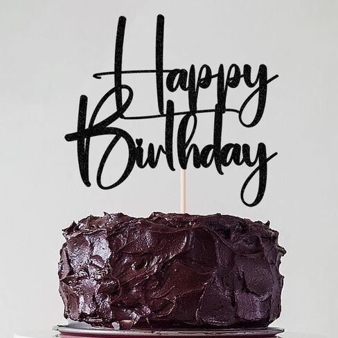 كعكة عيد ميلاد أسود أسود أعلى ، أسود بريق عيد ميلاد سعيد كعكة عيد ميلاد بونتينج ديكو ، جنس الطفل الكشف عن الحفلة/الذكرى السنوية/لوازم زخارف حفلة عيد ميلاد (ورقة) in Kuwait