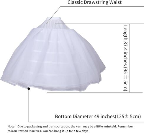 Women 6 Hoop Skirt Tulle Ball Gown Petticoat Crinoline for Bridal Wedding Under Dress, Half Slip Underskirt for Quinceanera Dress Plus Size in Kuwait